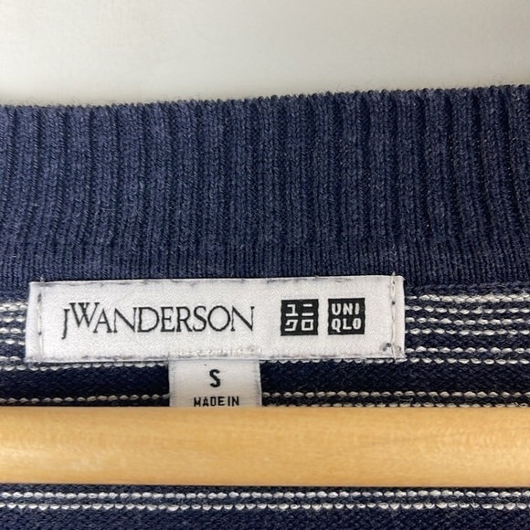 Uniqlo X JW Anderson V-Neck Linen blend Blue striped dress size small - Picture 4 of 9